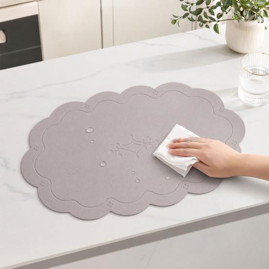 2 Pcs Leather Placemats with Embossment Design No-Slip Heat Resistant Table Mats