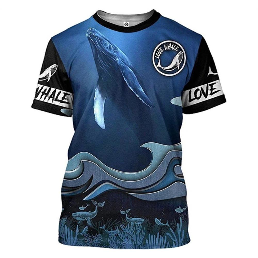 Tfashion Wal Grafik T-Shirt Herren Lässig 3D Meeres Tier Gedruckt Kurzarm T-Shirt Y2k Hip Hop Damen Kinder Kleidung Oberteile