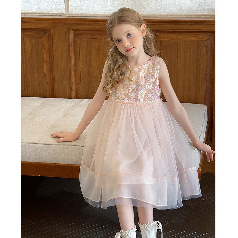 Rochie de Modă pentru Fete 2025 Vară Copii Rochie Drăguță din Plasă