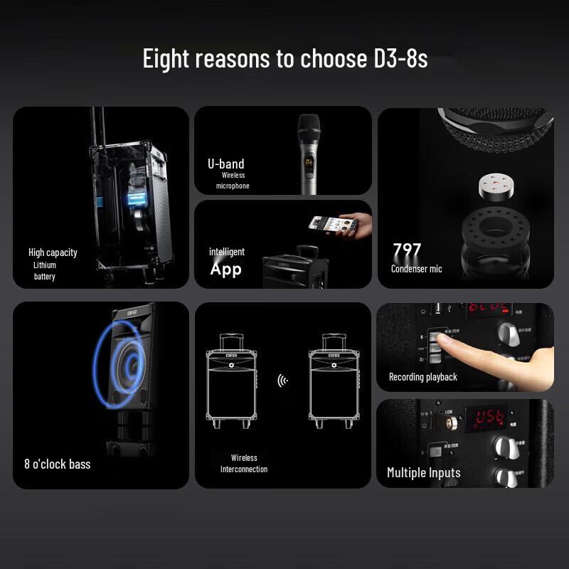 EDIFIER D3-8S Portable 8-inch Bluetooth PA Speaker with Microphone (CN version)