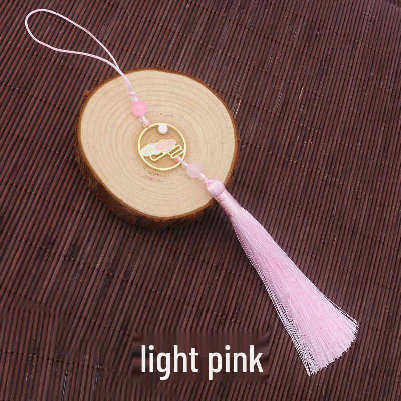 Colorful Clouds Chasing the Moon Tassel Pendant for Hanfu Qipao - 12CM Fan Lantern Jade Lapel Accessory