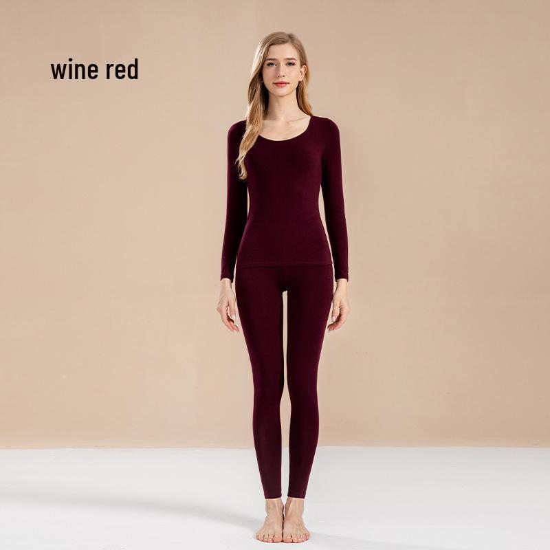 Ensemble d'automne pour femmes en pur coton uni: Couche de base, Pull, Pantalon, Sous-vêtements chauds fins pour filles