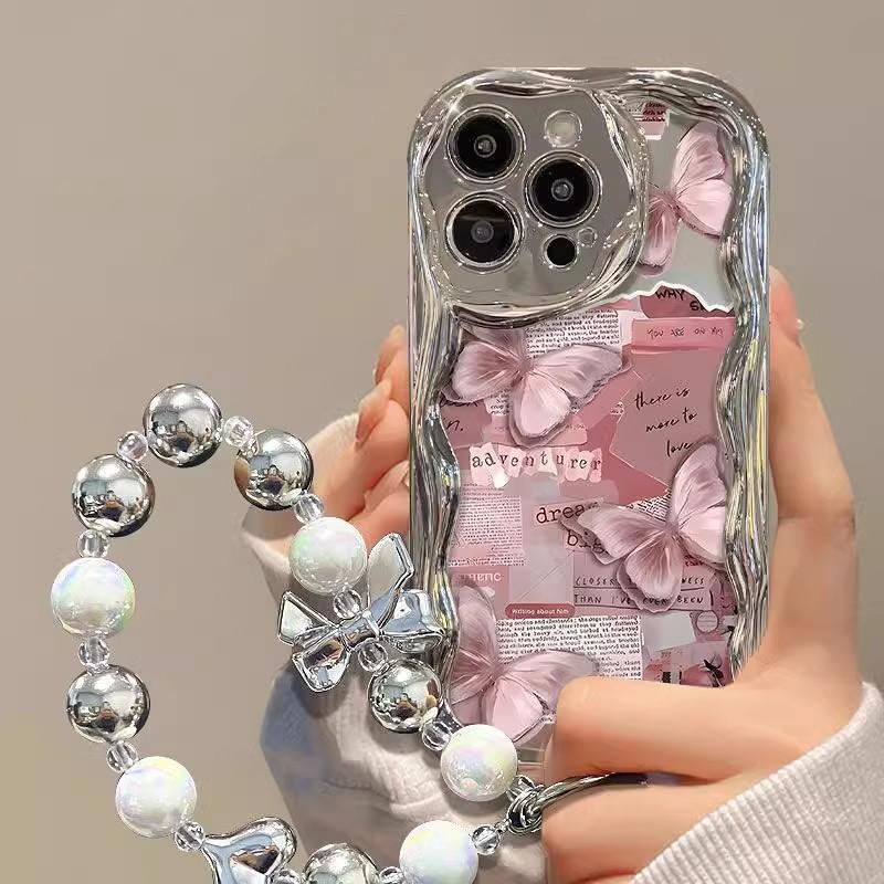 Pink Butterfly for IPhone 16 Promax Phone Case 15 Apple 14 Girls' Anti-fall 13 Protector Case 17