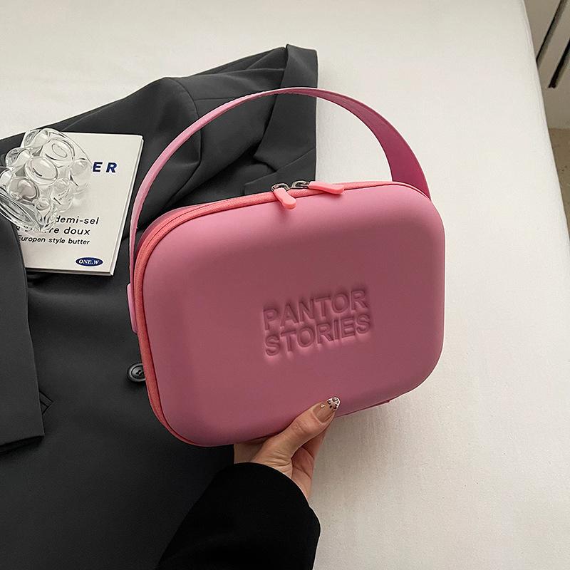 

1Pc Dopamine Handheld Makeup Bag New Fashionable Business Travel Suitcase Portable Silicone Storage Box розовый