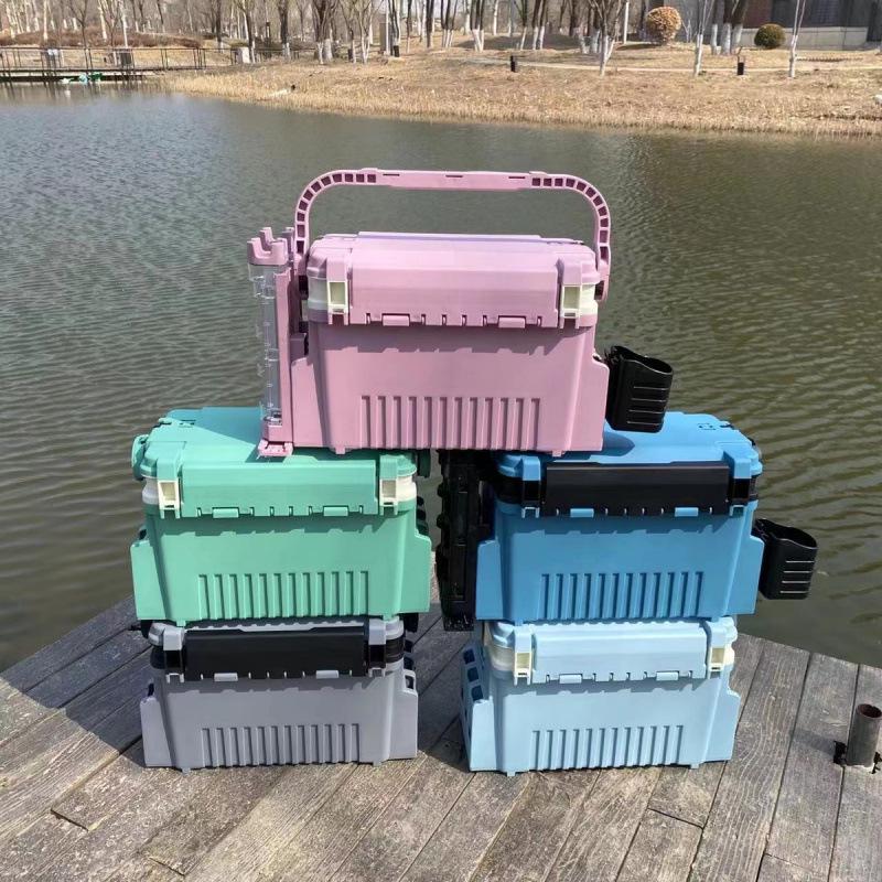 Multifunctional Large Capacity Fishing Gear Storage Box with Rod Holder