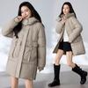Hooded Down Cotton Clothes Women's Winter Large Size Fat Mm Thickened Warm Bread Clothes Coat Medium and Long Cotton Coat