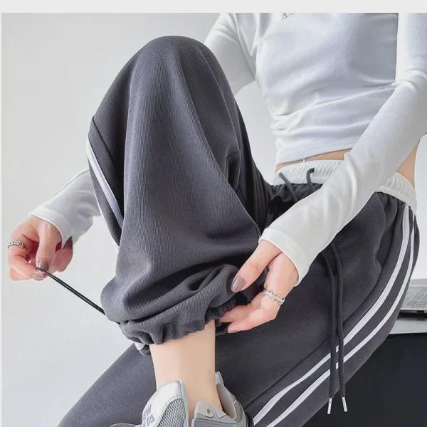 Women's Retro Striped Colorblock Wide-Leg Sweatpants