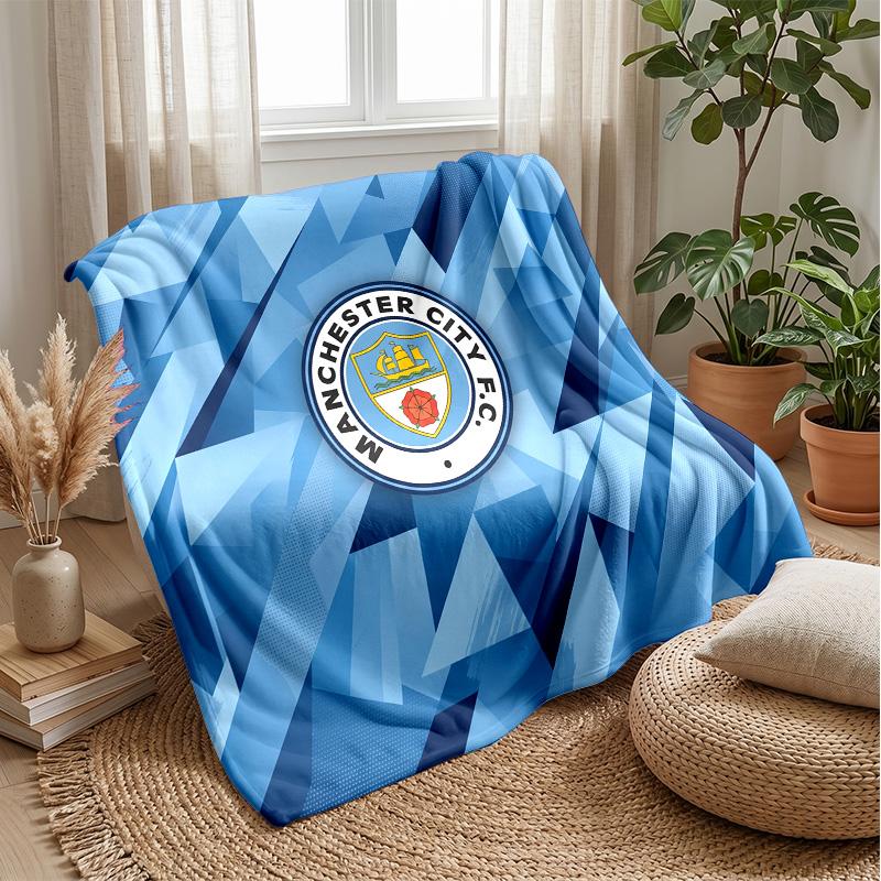 Couverture sur le thème de Manchester City Couverture douce en flanelle Couverture jetée pelucheuse Couverture douillette pour canapé et lit pour la décoration de la maison