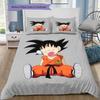 Cute Cartoon Son Goku Pattern Bedding Quilt Set Quilt Cover Pillowcase Home Birthday Gift(1 * Duvet Cover + 2 * Pillowcase, Without Core)