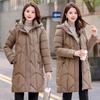 Women's Korean Style Mid-Length Cotton Coat with Detachable Hood - Loose Fit, Slimming, and Cold-Proof Winter Outerwear.