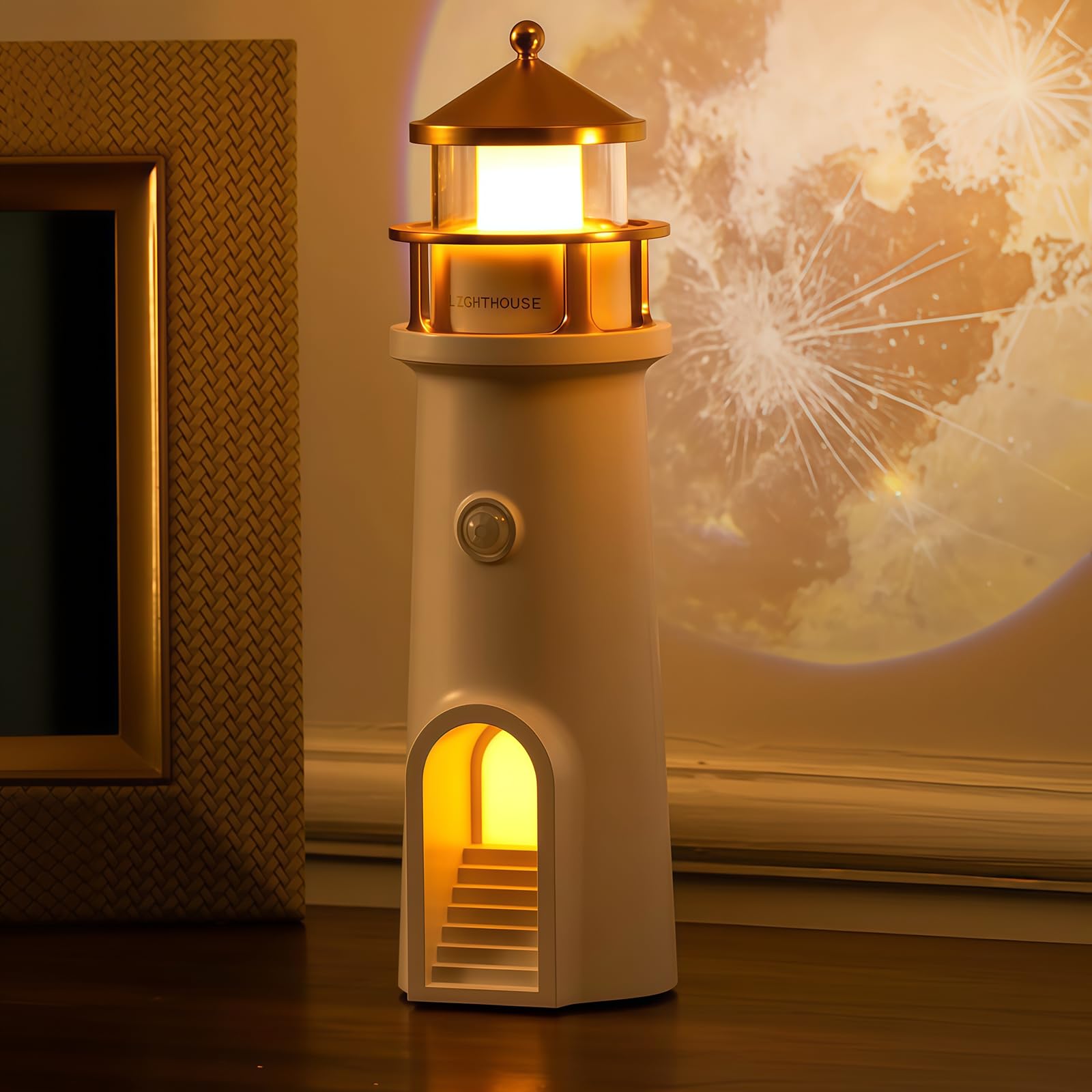 

Lighthouse Night Light, Moonlight Projector, Remote Control, Dimmable, Ambient Lighting, Interior Decor, Birthday Gift, Relaxing Item, Creates