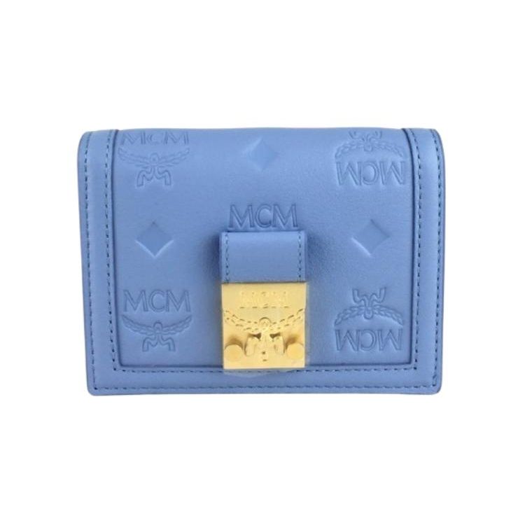 MCM Tracy Embossed Logo Leather Mini Wallet Women wallet Blue MYSESXT02L8001 Basic Set BagDust Bag 17480₽