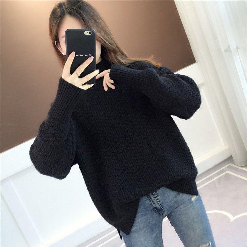 Pulover gros de iarnă pentru femei, cu gât semiînalt