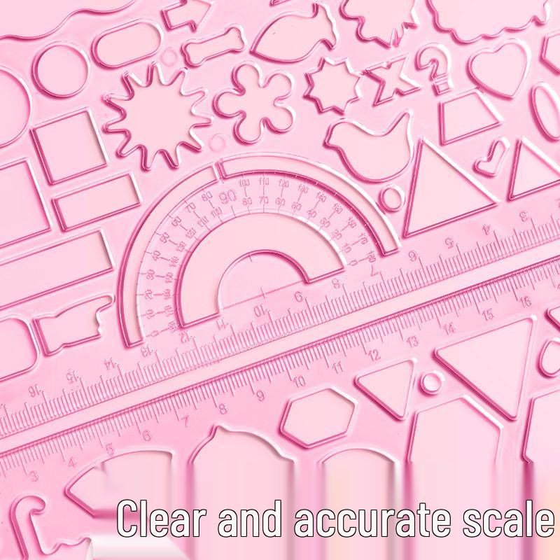 Kaba Bear Multifunctional Geometric Spirograph Ruler Set - 7 Pieces for Students