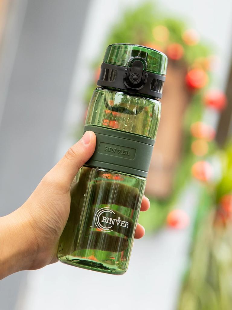 500ml Portable Sports Water Bottle - Leak-Proof Plastic Cup with Tea Filter for Gym Outdoor Fitness Transparent Design