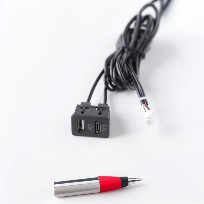 Flush Mount USB Type C Car Dual Port Charging Socket 6Pin Wired Fast Charger Power Outlet for Car RV Use