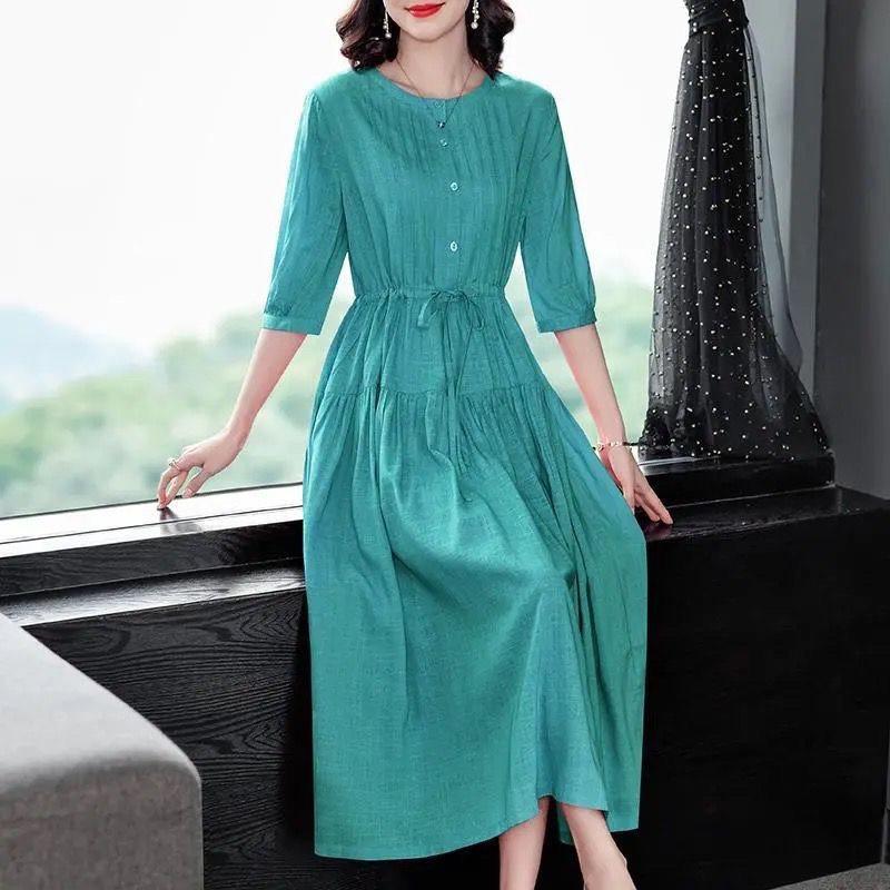 Modale Fabric Abstract Pattern Slant Shoulder Midi Dress For Streetwear Style
