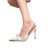 Sandals women's 2025 summer new high heels thin heel pointed head bag head rhinestone bow French temperament single shoes white