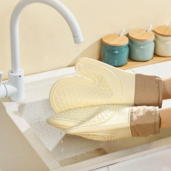 1 tk/2 tk silikoonkindad paksud ahjuisolatsiooniga kuumakindlad põletusvastased tepitud disainiga põlemisvastased kindad