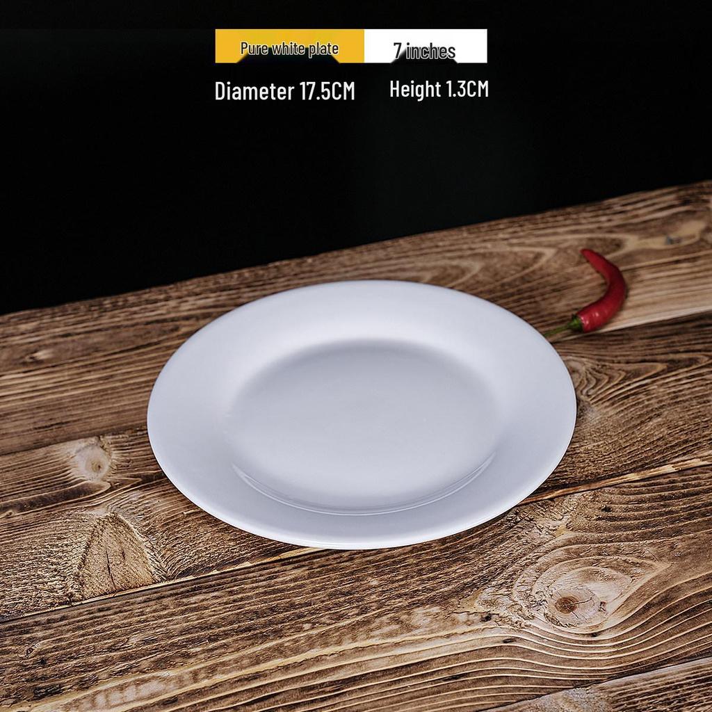 Steak Ceramic White Round Western Bone Plate - Shallow, Flat Tableware Dish for Household Use