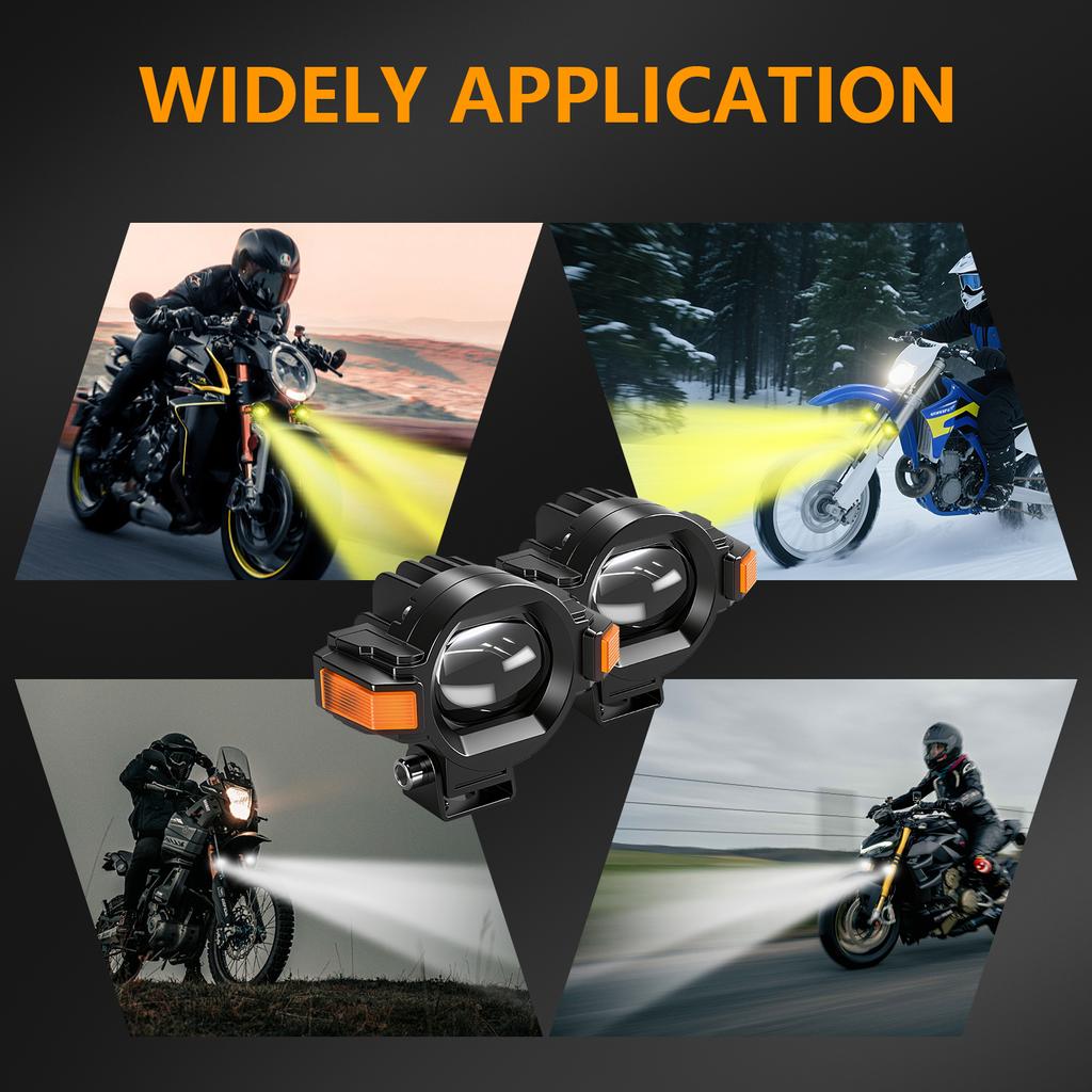 M15 2Pcs Motorcycle Auxiliary Lamp IP68 Waterproof High Brightness Aluminum Alloy DRL LED Spotlight