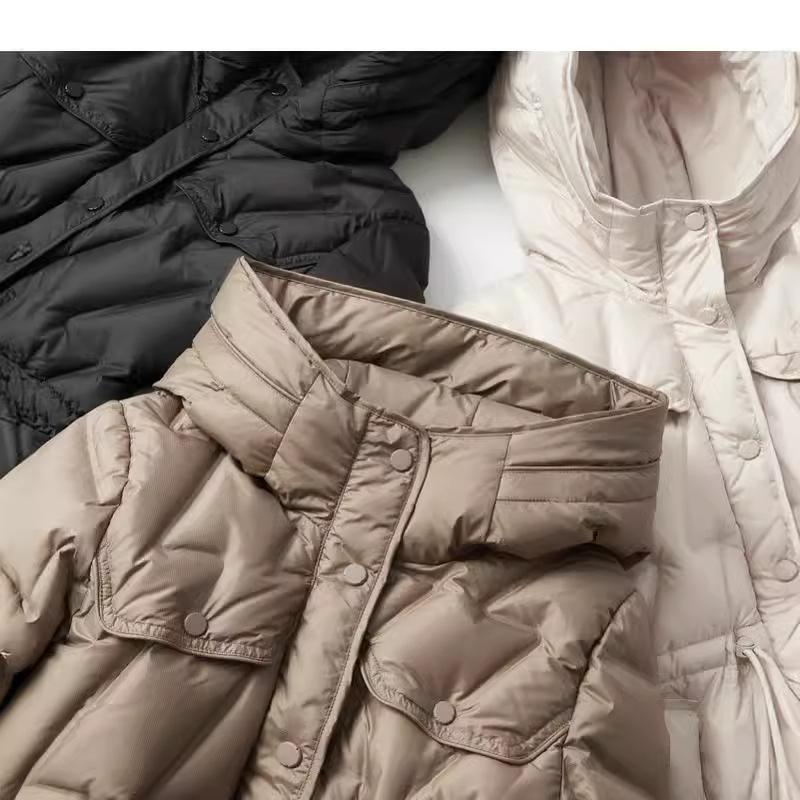 Korean version of the new fashionable thickened down jacket for women's medium and long models, over the knee, lengthened waist and thin warm jacket