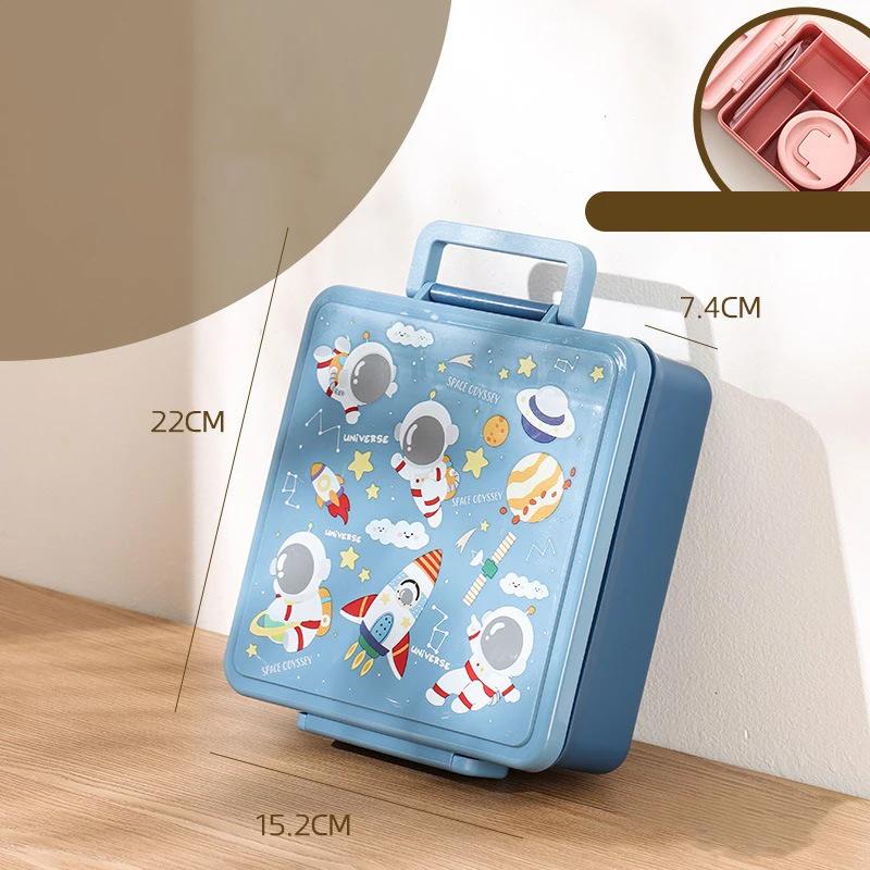 Brotdose Cartoon Obstsalat Bento Box mit Besteck für Kinder Tragbar Student Büroangestellte Lebensmittelbehälter Mikrowellengeeignet