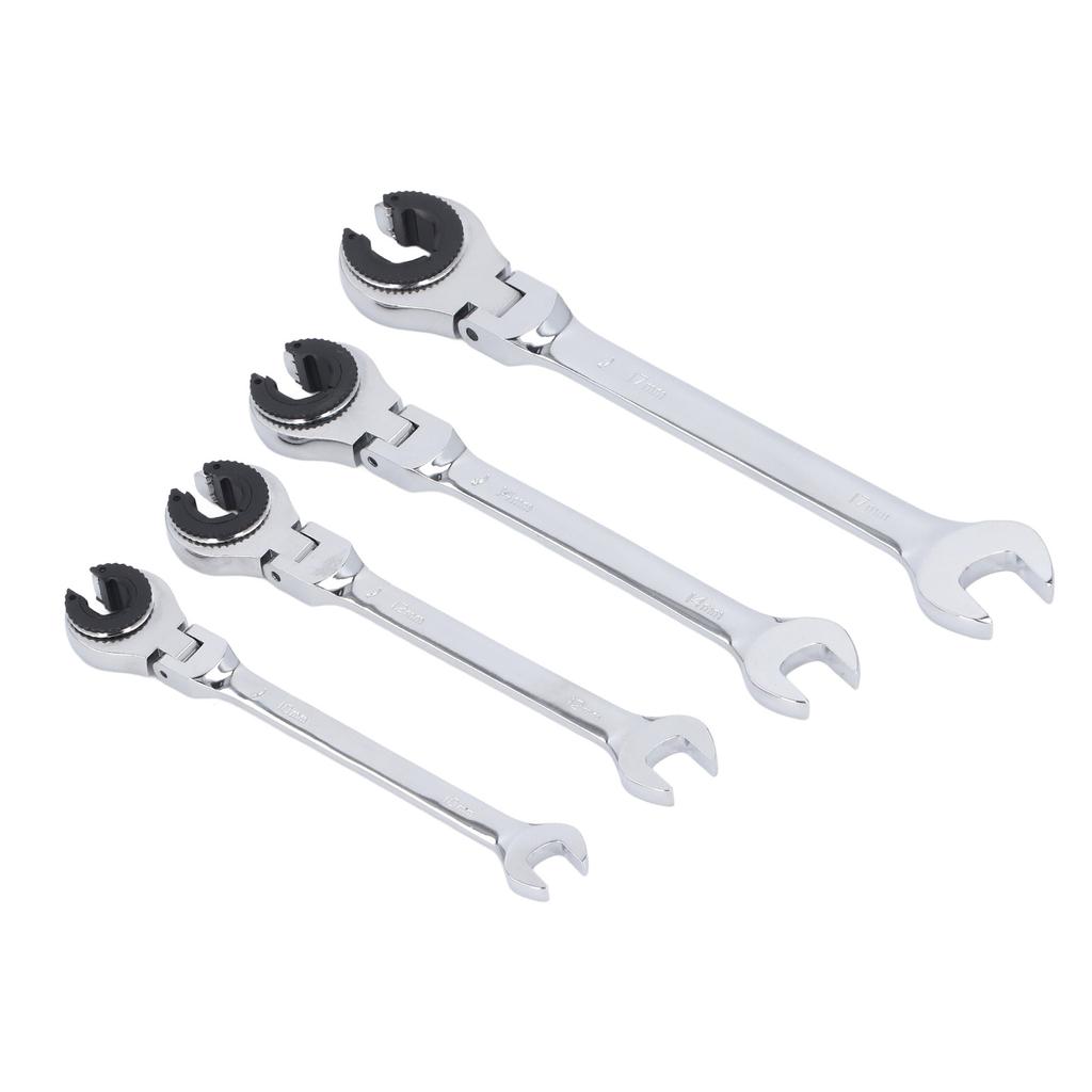 6Pcs Ratcheting Wrench Set 10 17mm Metric Open Flex Head 72 Teeth Gear Open End Adjustable for Air Conditioning Tubing