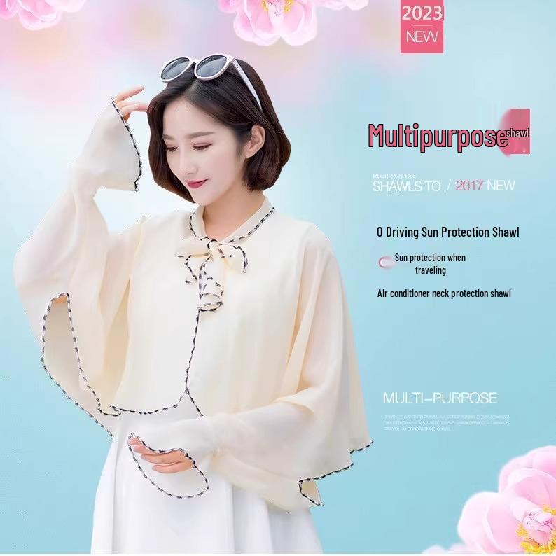 Chiffon UV Protection Shawl - Lightweight Summer Fashion for Outdoor Activities