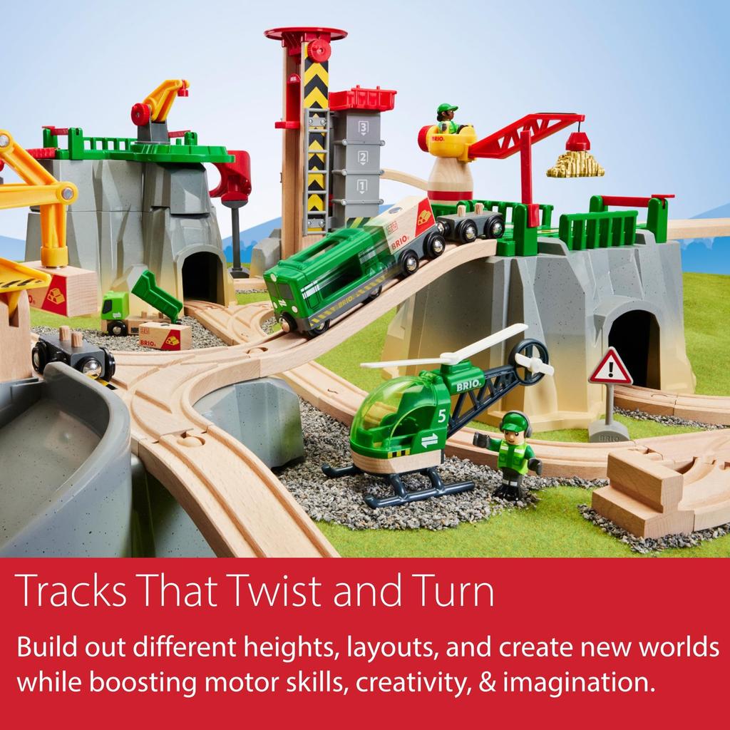 BRIO Cargo Mountain Set 36010, for ages 3 and up. [Toy, Wooden Toy, Wooden Rail, Rail Set, Gift (Birthday/Christmas)]