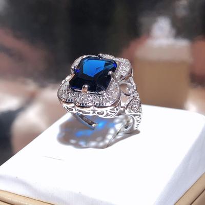Cour Saphir Creux Haute Qualité Premium Tenue de Mariage Exquise Pour Filles Bague Motif Chic Bague de Doigt Tendance