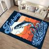 Fishing Theme Carpet with Jumping Fish and Sunset Design, Blue-Orange Suitable for use as an anti-slip for living room bedroom sofas