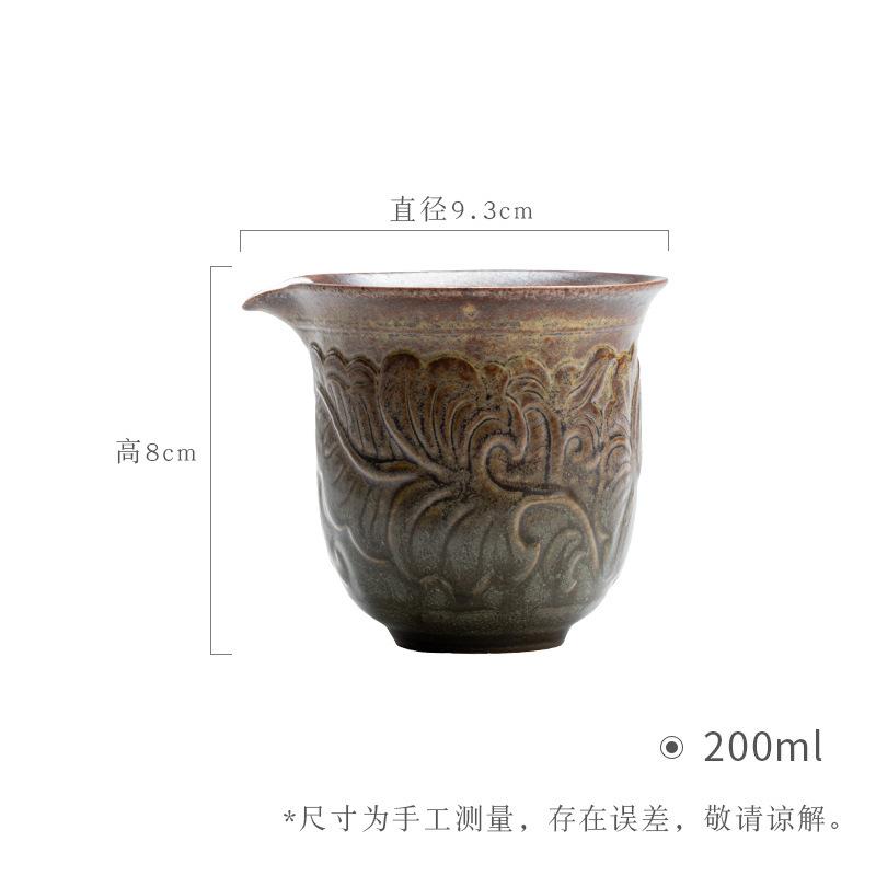 

220ml Bizen Pottery Engrave Flower Tea Pitcher Pour Tea Cha Hai Dispenser Household Justice Cup Fair Mug Tea Items Accessories