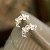 Enamel Floral Wreath Earrings In Milky White Dainty Minimalist Stud Earrings Sophisticated Everyday Accessory with Premium Finish PD2574