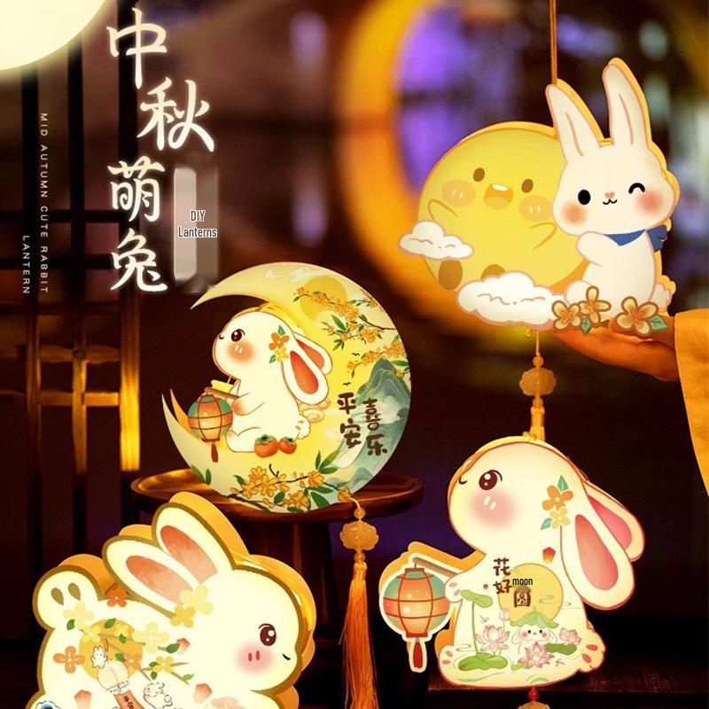 Mondfest DIY Hasenlaternen-Set - Handgemachter Blumenschmuck für Kinder