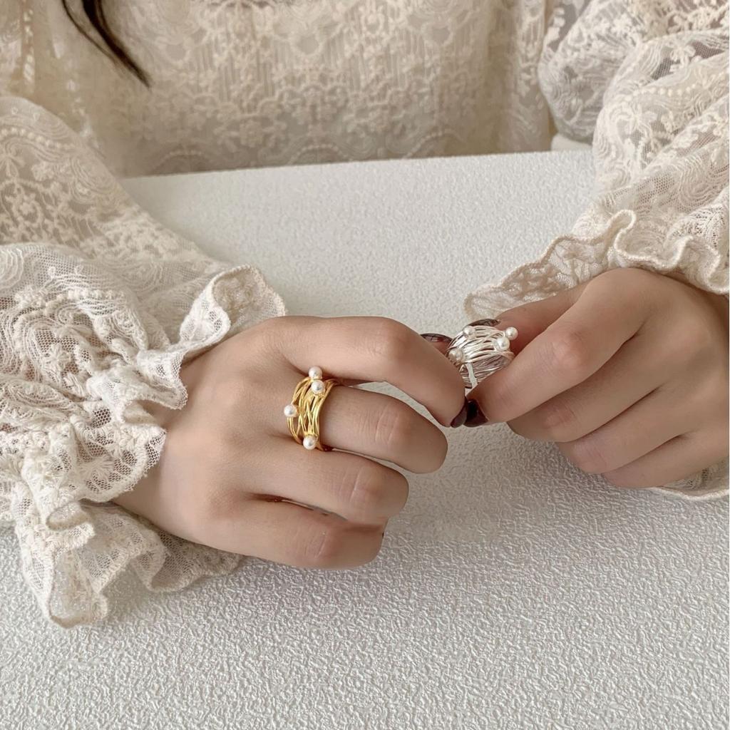 Unique Silver S925 Twisted Pearl Ring For Women With Minimalist Chic Features Design