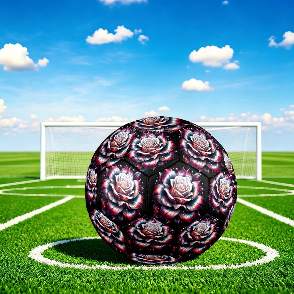 1pc Rose Artwork Size 5 Soccer Ball Professional Match Training Football Indoor &Outdoor Sports Ball Lightweight Durable m6545