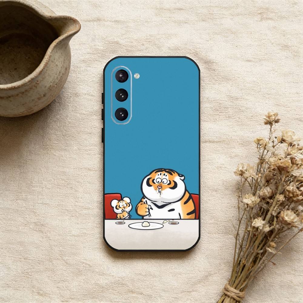 Cute Little Fat Tiger Phone Case For Samsung Galaxy A73,A72,A71,A70,A52,A51 Others Soft Black Cover
