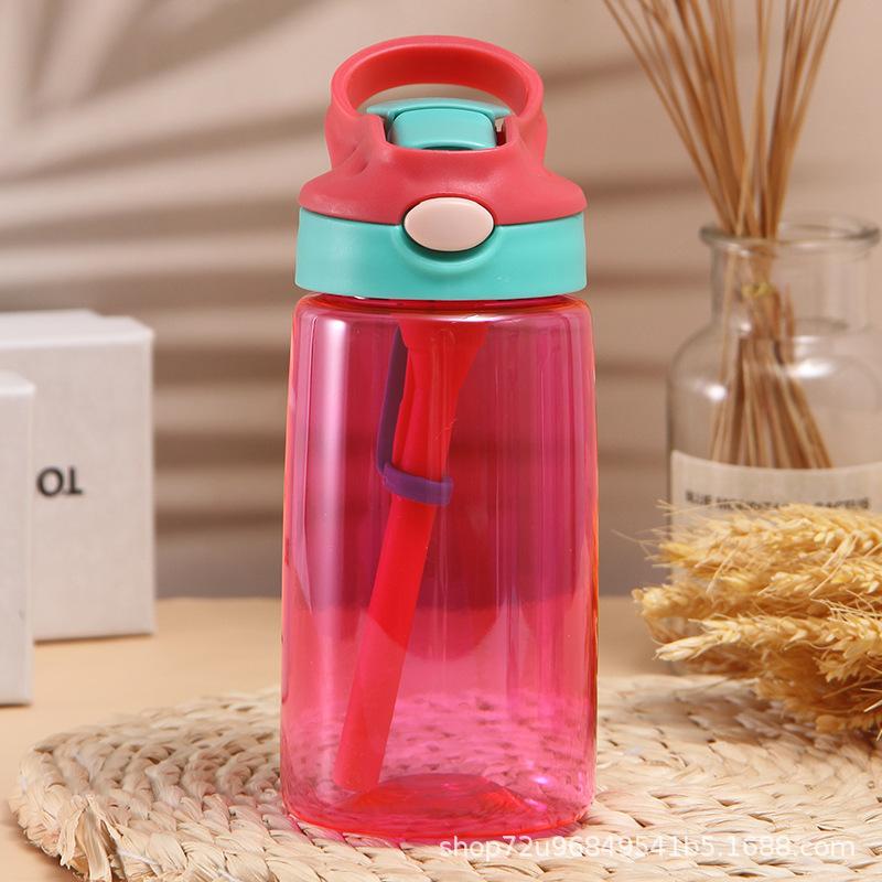 Children's straw cup, outdoor anti drop plastic water cup, large capacity