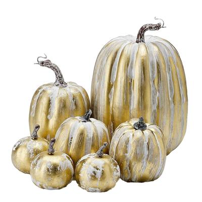 7pcs Simulated Pumpkin Glossy Paint Lightweight Creative Reusable Foam Pumpkin for Decoration Prop
