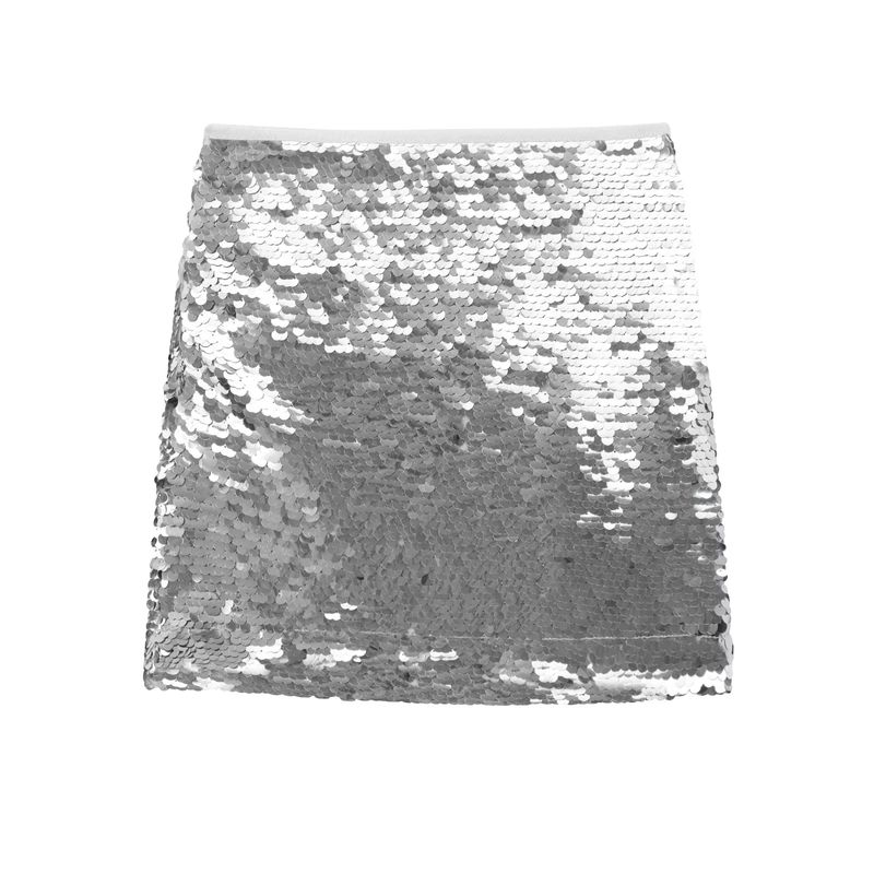 

Za Fall and Winter New Women s Clothing French Style Design Beads Decoration Easiest for Match Simple Sheath A- Line Short Mini Skirt Silver XS