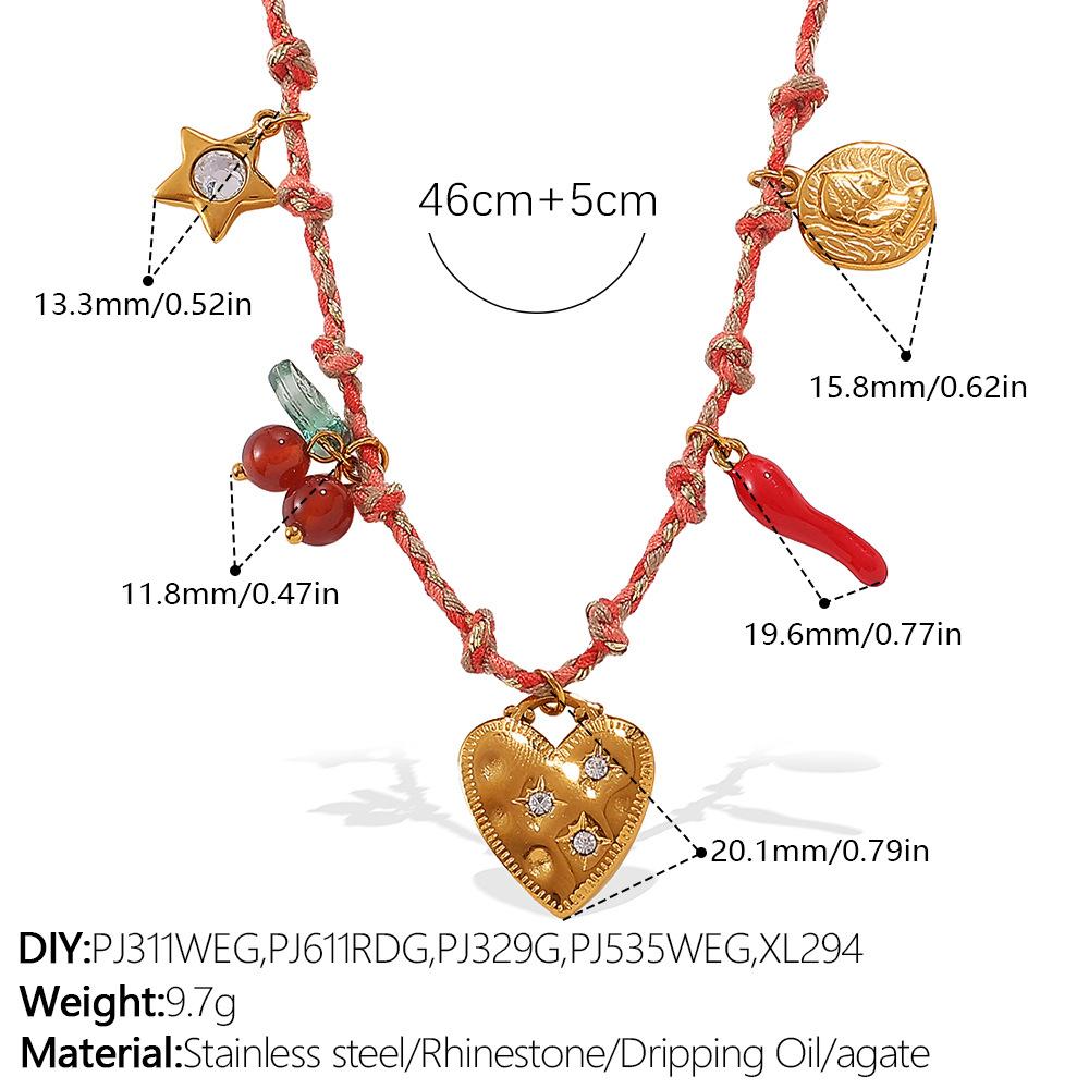Fashion DIY pendant bracelet stainless steel gold-plated non-fading strawberry cherry necklace jewelry women
