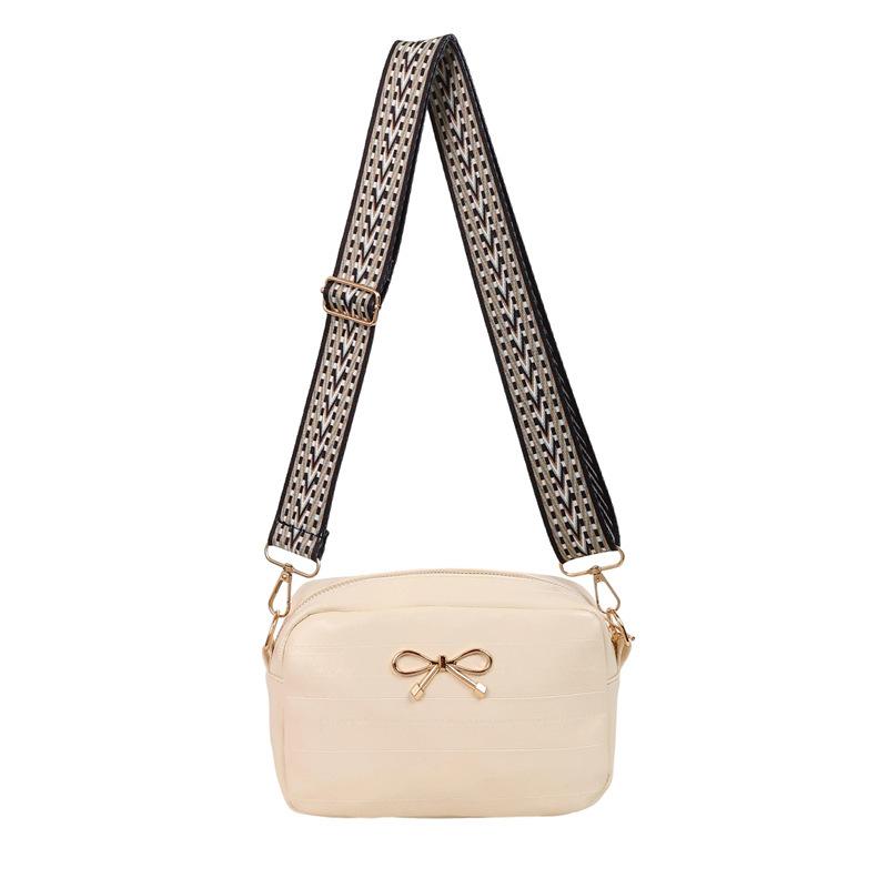 Korean Sweet Casual Shoulder Axillary Bag 2025 New Simple Solid Color Bow Messenger Bag Personalized Ins Small Square Bag