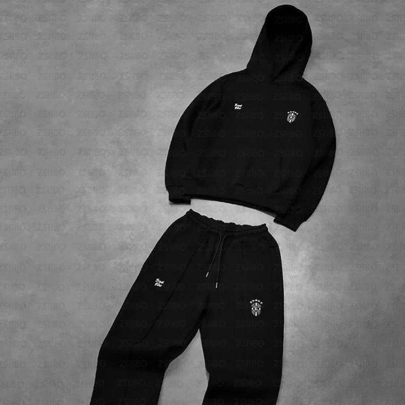 Unisex oversized mikina a tepláky s vyšívaným štítem Streetwear 2025