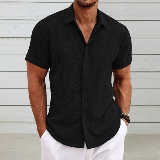 Camicia Casual Henley Uomo A Maniche Corte, Tinta Unita Con Bottoni A Contrasto, Morbida E Aderente, Grigio Scuro, XX-Large