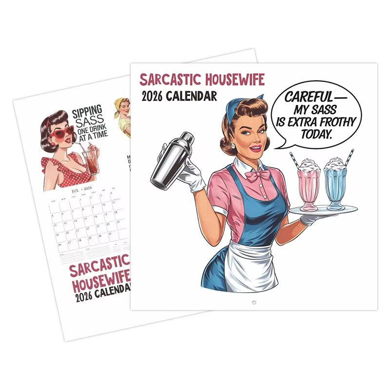 2026 Funny Calendar - Sarcastic Housewife with Vintage 1950s Pin-Up Art January - December Monthly Planner for Home Office