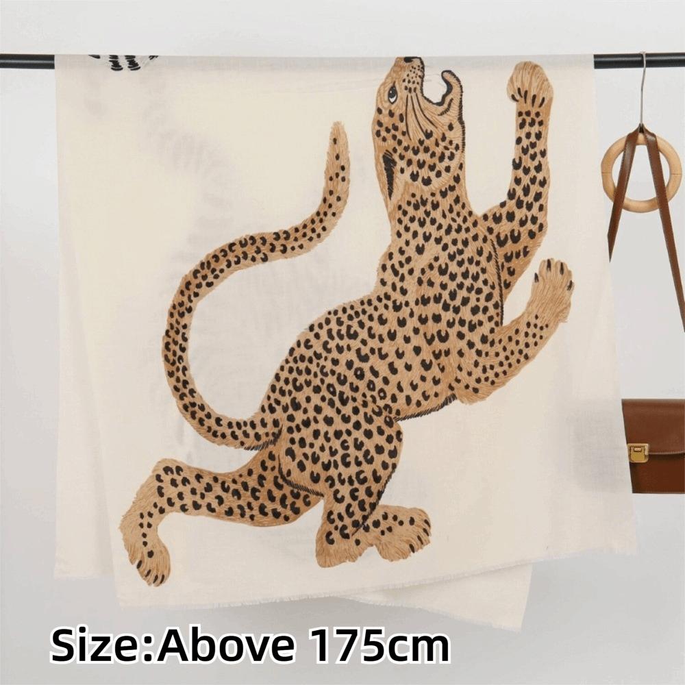 Fringed Edge Silk Scarf Leopard Print Fringed Shawl New Leopard Print Scarf  Head Styling