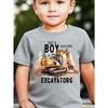 WML Jungen NUR EIN JUNGE, DER BAGGGER LIEBT Bau-Thema Cartoon-Muster Bagger-Aufdruck Lässiges Freizeit-T-Shirt