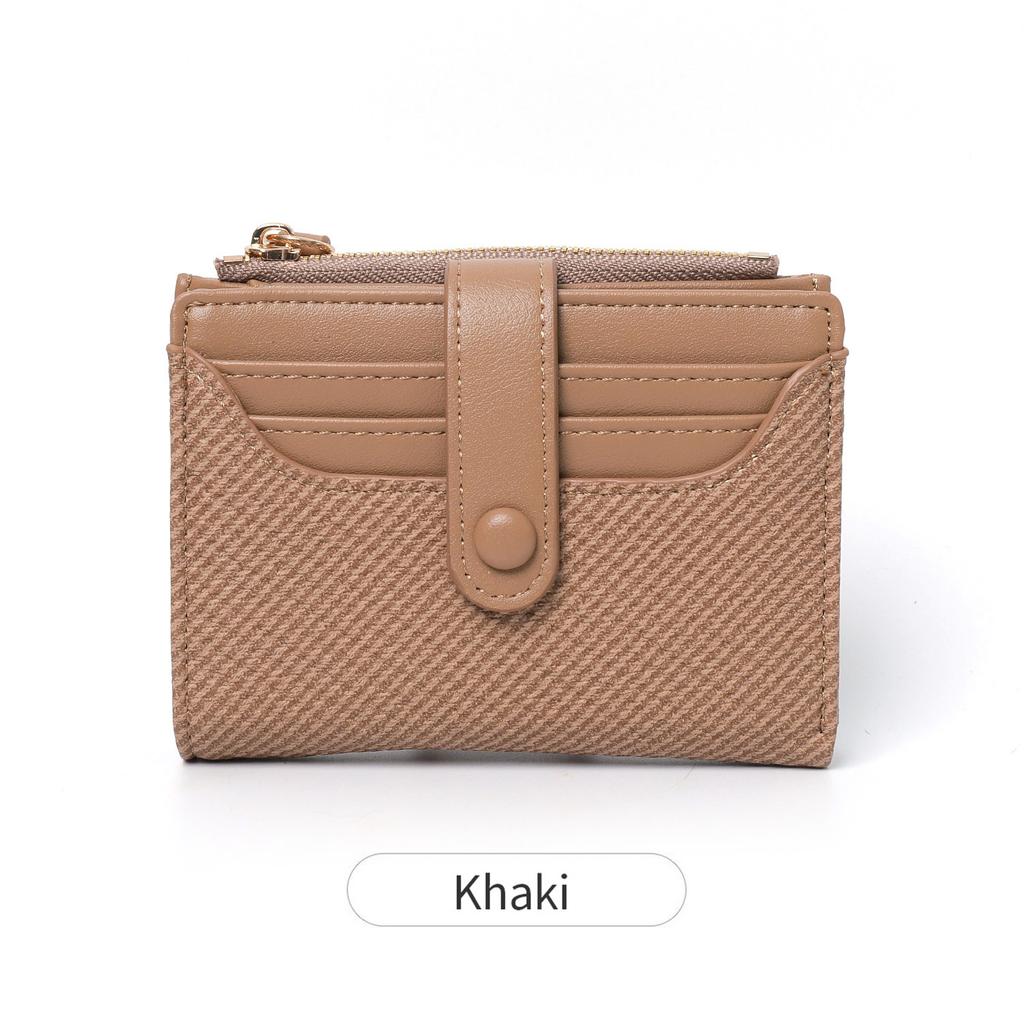 Stylish Mini Women's Wallet / Premium PU Leather Bi-fold Credit Card Holder Minimalist Solid Color Portable Zippered Coin Purse