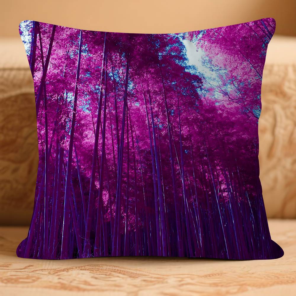 B-bamboo Forest Pillow Case Removable Washable Cushion Cover – All-Season Soft Linen